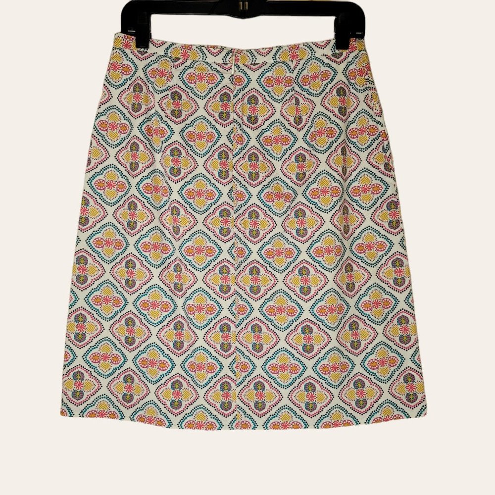 Boden Geometric Print Cotton Pencil Skirt Women's 6 - Picture 2 of 3